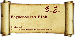 Bogdanovits Elek névjegykártya