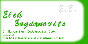 elek bogdanovits business card